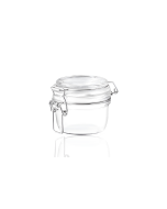 200ml flint clip-top glass jar with a hinged lid, airtight Fido design perfect for preserves, dry food, coffee beans, pasta, and home canning. Available in low quantities or bulk wholesale.