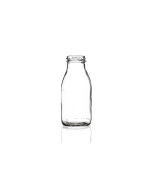 250ml glass milk bottle with a twist-off lid and 43mm neck, airtight design perfect for juice, milk, and sauces. Durable and versatile