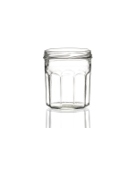 324ml flint glass Menage pot jar, perfect for yoghurts, dairy, jams, chutney, and preserves. Available in low quantities or bulk wholesale