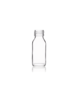 60ml miniature Sirop glass bottle with a 28mm neck, ideal for pharmaceuticals, syrups, juices, and dressings. Compact and versatile design