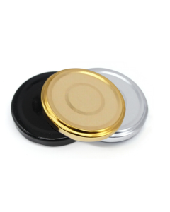 66mm button twist off lids. ideal for hot filling with it's pop sound feature ensuring an airtight seal. Available in Gold, silver and black