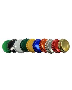 Crown caps / closures available in Gold, black, silver, white, green, yellow, blue, red and orange. ideal closure for homebrewing.
