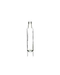 250ml Dorica glass bottle, round design perfect for oils, sauces, dressings, and beverages. Sleek and versatile