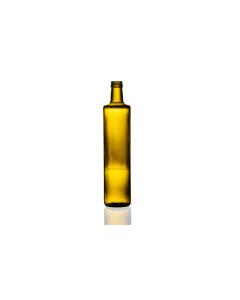 750ml green Dorica glass bottle, round design perfect for oils, sauces, dressings, and beverages. Stylish, durable, and versatile