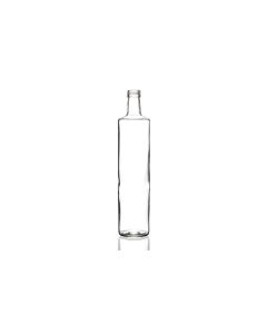 750ml Dorica glass bottle, round design ideal for oils, sauces, dressings, and beverages. Sleek, durable, and versatile