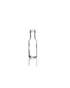 100ml Dorica glass bottle with a 31.5mm neck and screw lid, round design ideal for oils, dressings, sauces, and beverages. Compact and versatile