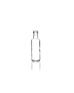 100ml Dorica glass bottle with a 24mm neck and screw lid, round design ideal for oils, dressings, sauces, and beverages. Compact and functional