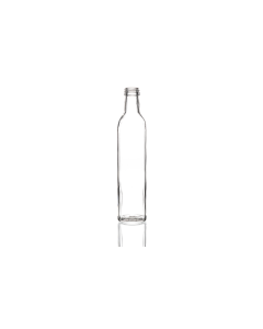 500ml Marasca glass bottle, square design ideal for oils, sauces, dressings, and beverages. Sleek and versatile