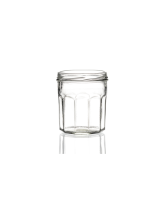 200ml glass Pot Menage jar with a twist-off lid, ideal for jams, dairy, yoghurts, chutneys, and preserves. Available in wholesale pallets for bulk orders and food production