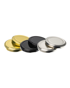 58mm Standard Twist off Closures perfect for homemade jams, chutneys and preserves. Available in three colours gold, silver or black.